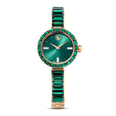 Matrix Bangle watch, Swiss Made, Crystal bracelet, Green, Champagne gold-tone finish